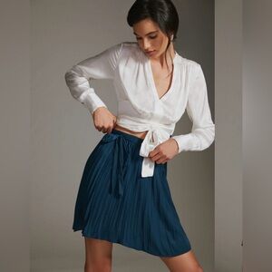 Anthropologie Pleated Wrap Mini Skirt